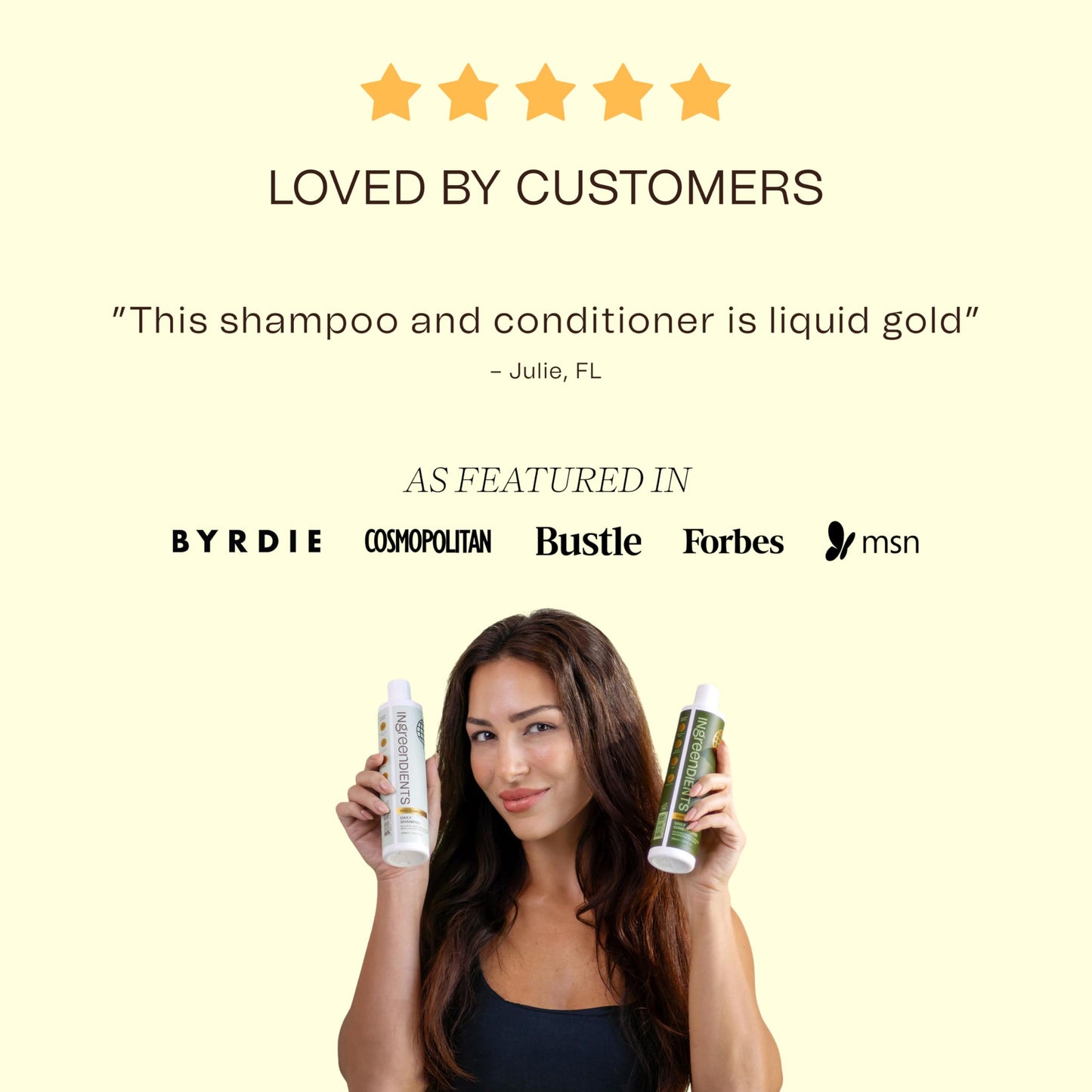 Ingreendients Non Toxic Vegan Shampoo and Conditioner with Organic Ingredients, Apple Cider Vinegar, Tea Tree Oil - Color Safe, Paraben & Gluten Free