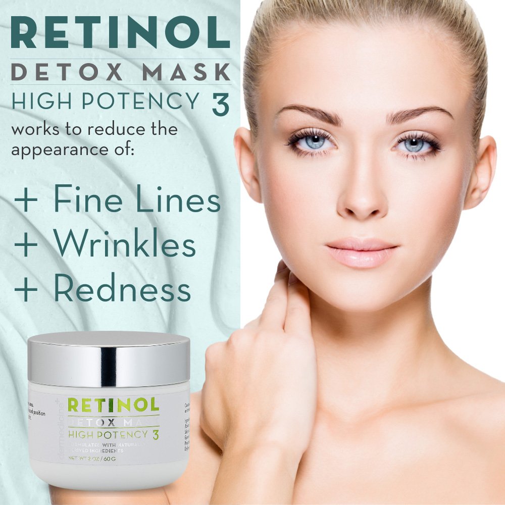 Retinol Detox High Potency Mask Blend for Face | Natural & Organic Botanical Plant Extracts | Clarifying & Soothing for Skin that Looks Clearer, Feels