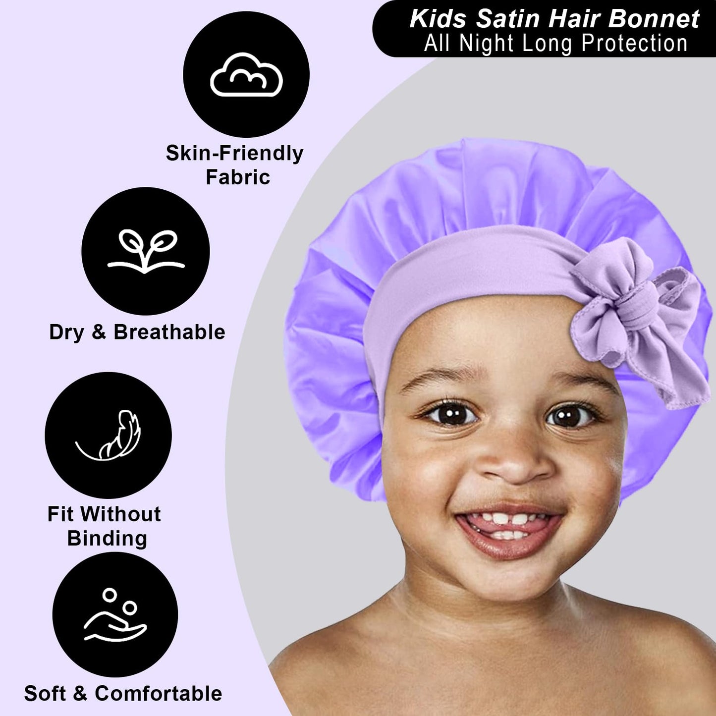3Pcs Kids Silk Satin Bonnet for Sleeping - Baby Hair Sleep Bonnet,Kids Bonnets for Girls Toddler Child with Wide Elastic Tie Band,Night Cap Hats Beauty and Personal Care FIRSTPELLA