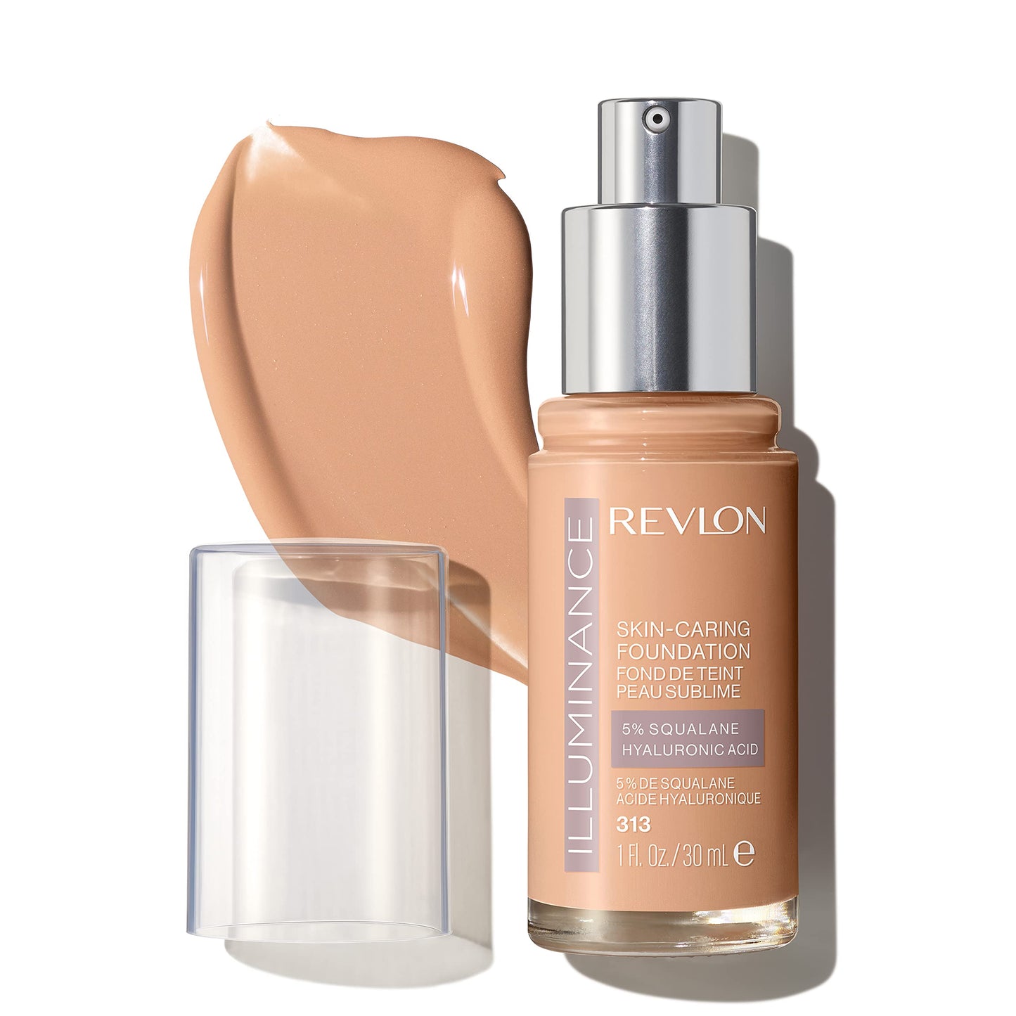 Revlon Illuminance Skin-Caring Liquid Foundation, Hyaluronic Acid, Hydrating and Nourishing Formula with Medium Coverage, 313 Light Tan, 1 fl oz
