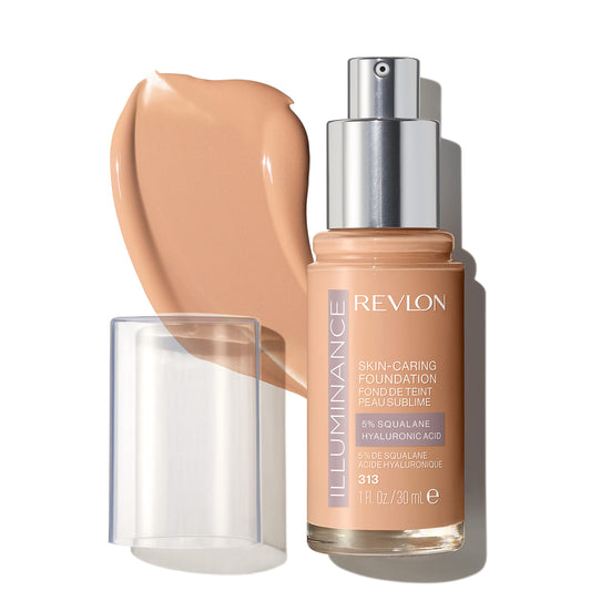Revlon Illuminance Skin-Caring Liquid Foundation, Hyaluronic Acid, Hydrating and Nourishing Formula with Medium Coverage, 313 Light Tan, 1 fl oz