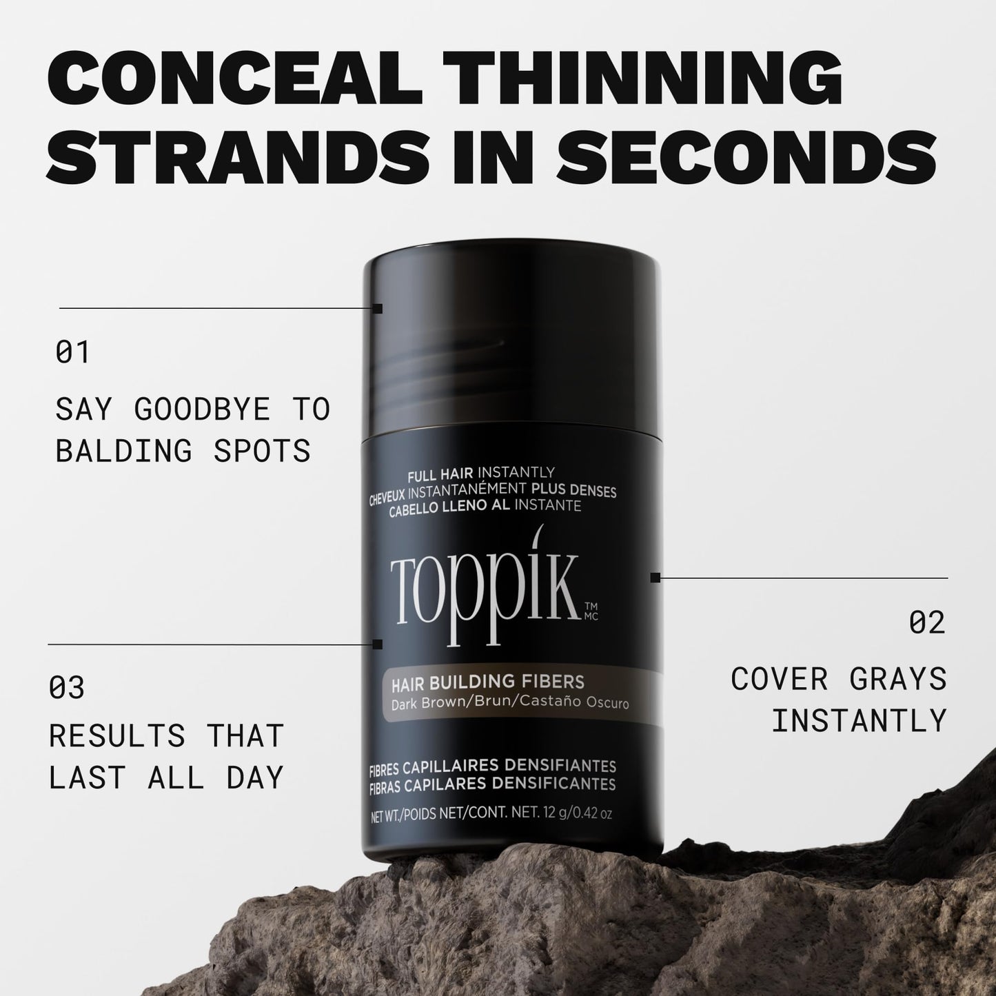 Toppik Hair Building Fibers, Dark Brown, 12g Fill In Fine or Thinning Hair, Instantly Thicker, Fuller Looking, 9 Shades for Men & Women, Keratin Beauty and Personal Care TOPPIK