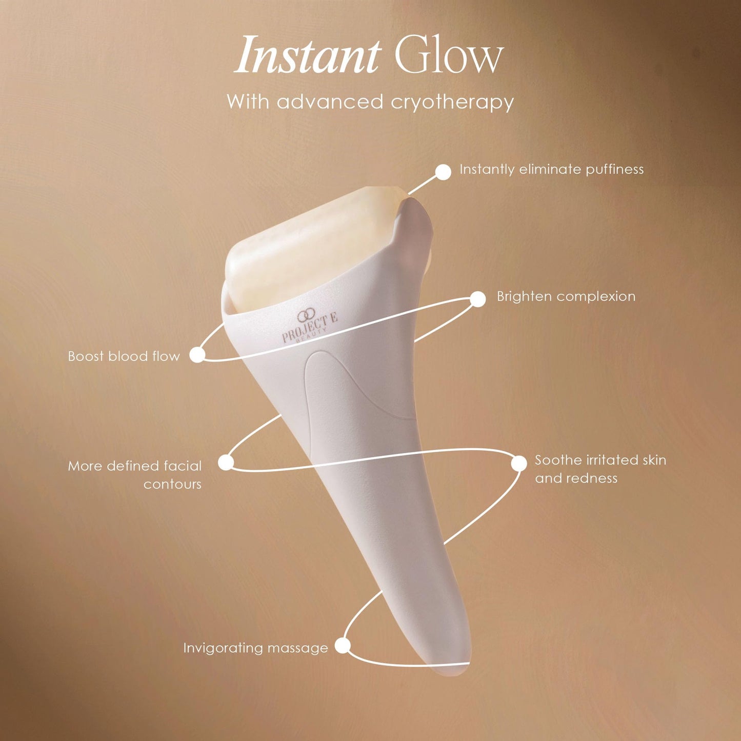The Ice Roller by Project E Beauty | Cryotherapy Treatment | Facial Massage | Reduce Under Eye Puffiness, Dark Circles | Muscle Soreness Pain Relief