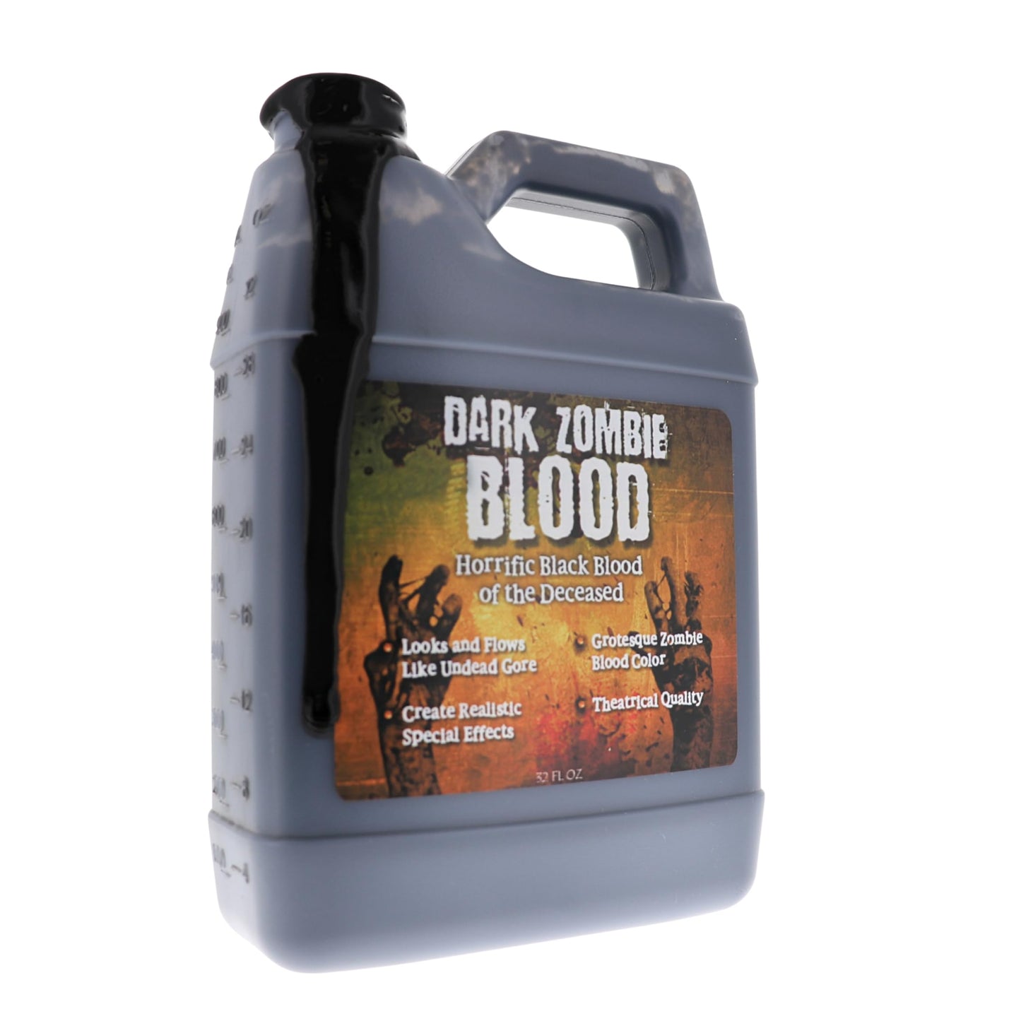 Dark Zombie Blood - 32 fl oz Bottle Ultra-Realistic Black Fake Blood for Halloween, Cosplay, Horror Makeup & SFX - Washable, Long-Lasting Formula