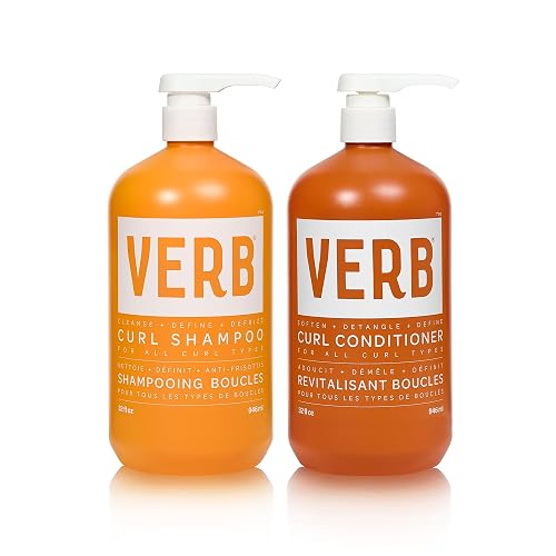 VERB Curl Shampoo + Conditioner Duo, 32 fl oz - Cleanse and Smooth - Frizz Control + Definition- Vegan, No Parabens or Harmful Sulfates