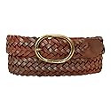 Eddie Bauer Women's Casual Leather Belts with Durable Metal Buckle, Center Bar Woven - Tan, Medium