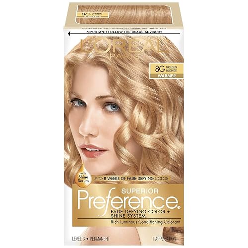 L'Oreal Paris Superior Preference Fade-Defying + Shine Permanent Hair Color, 8G Golden Blonde, Pack of 2, Hair Dye