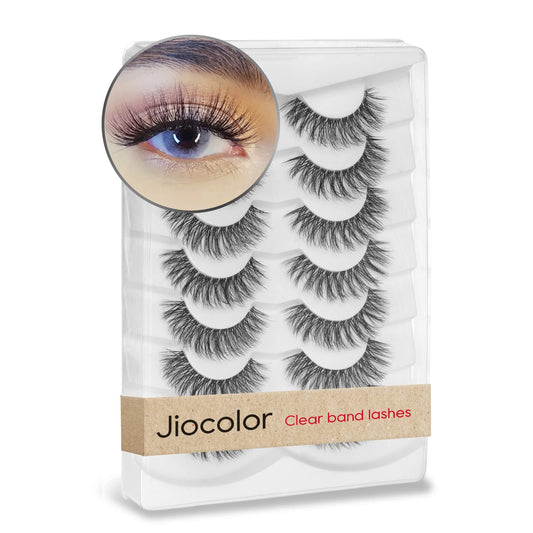 Natural Lashes False Eyelashes Wispy Natural Faux Mink Lashes Jiocolor 7 Pairs Light Volume Fake Eye Lashes DJ-15 Beauty and Personal Care Jiocolor Default Title