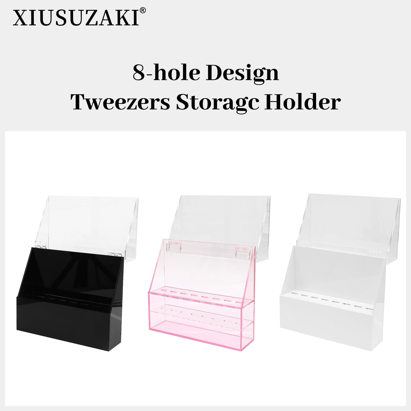 XIUSUZAKI Tweezers Storage Box 8 Holes Holder Lash Tweezers Storage for Eyelash Extensions Eyelash Professional(Red,Only the Box) Beauty and Personal Care XIUSUZAKI