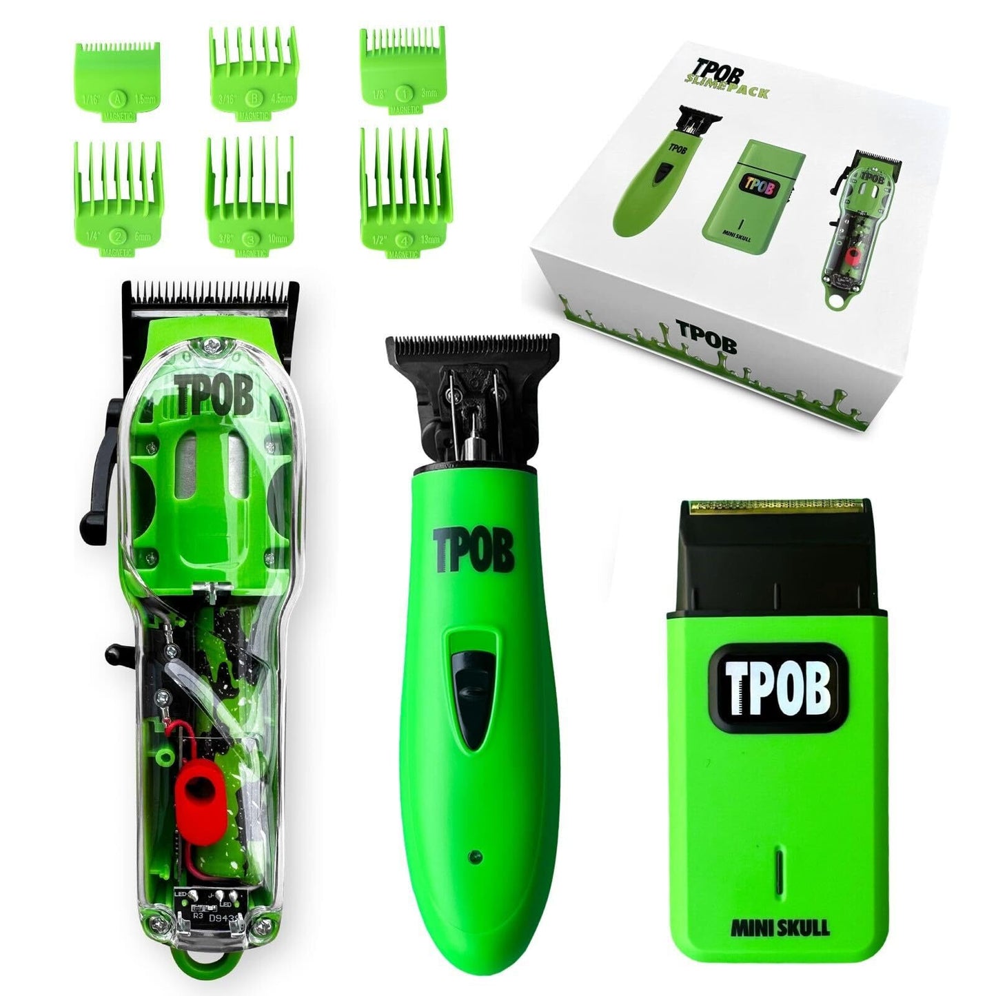 TPOB Slime 2 Barber Hair Clippers Trimmer Shaver Set for Men with Matte Green Case and X Fade Blade Beauty and Personal Care TPOB Default Title