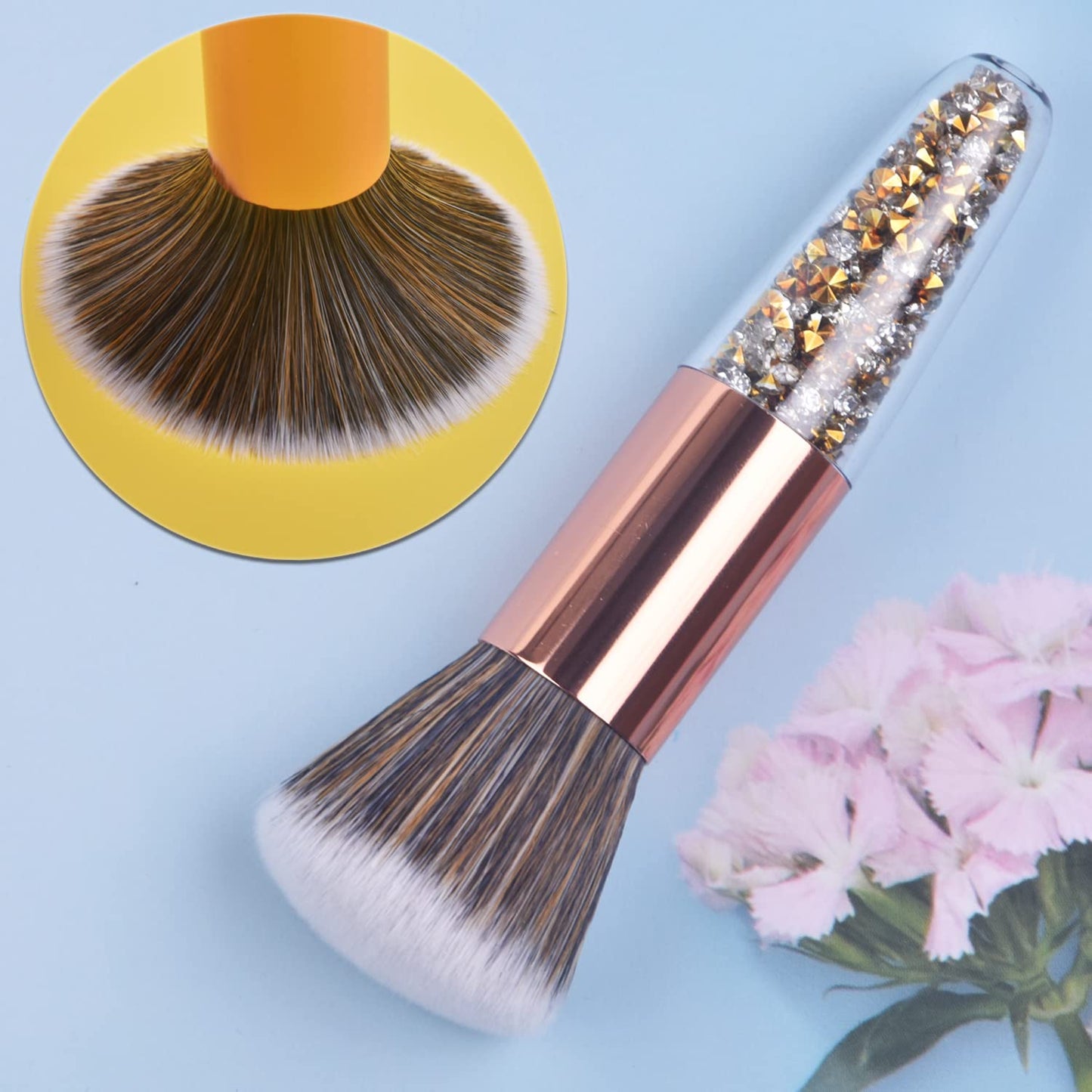Ycyan Nail Art Dust Powder Remover Brush Rhinestone Handle Nail Art Dust Cleaner Brush Professional Nail Art Tool for Acrylic Gel Nails