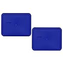 Pyrex 7211-PC 6-Cup Cobalt Blue Rectangle Plastic Food Storage Lid (2-Pack) - Made in USA