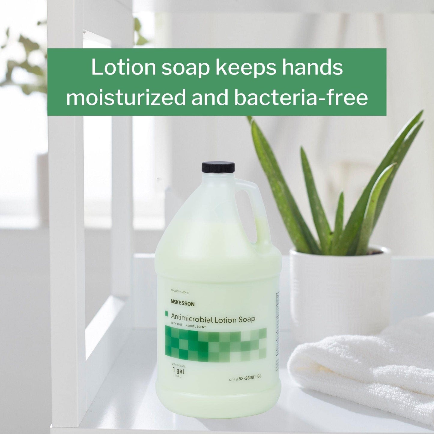 McKesson Antimicrobial Lotion Hand Soap with Aloe, 1 Gallon Refill Bottle [Pack of 1] - Herbal Scent, Keeps Hands Clean and Moisturized, Medical-Grade Beauty & Personal Care McKesson