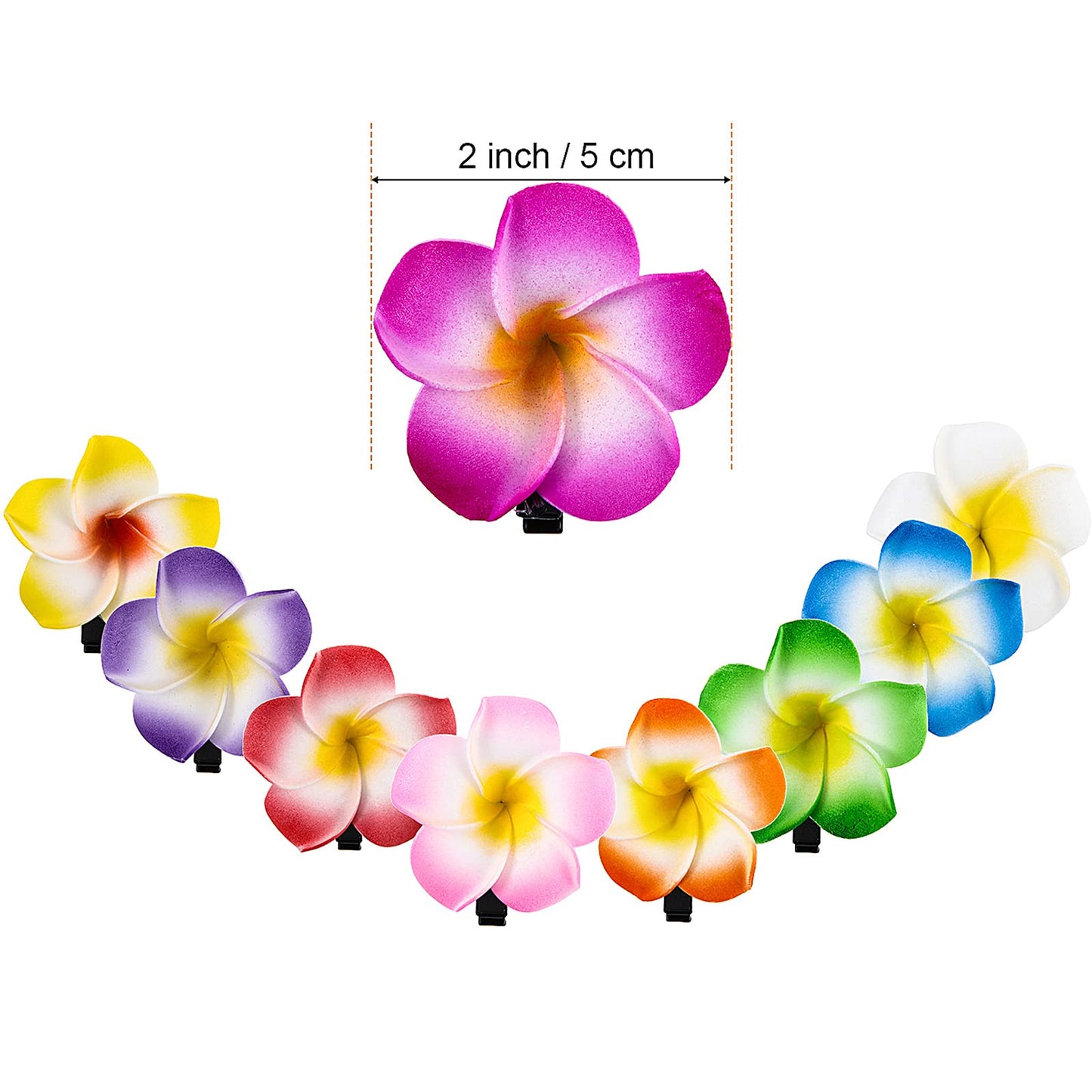 WILLBOND 36 Pieces Hawaiian Flower Hair Clips Plumeria Foam Hair Clips Artificial Frangipani Tropical Flower Hairpin for Bridal Wedding Luau Beach