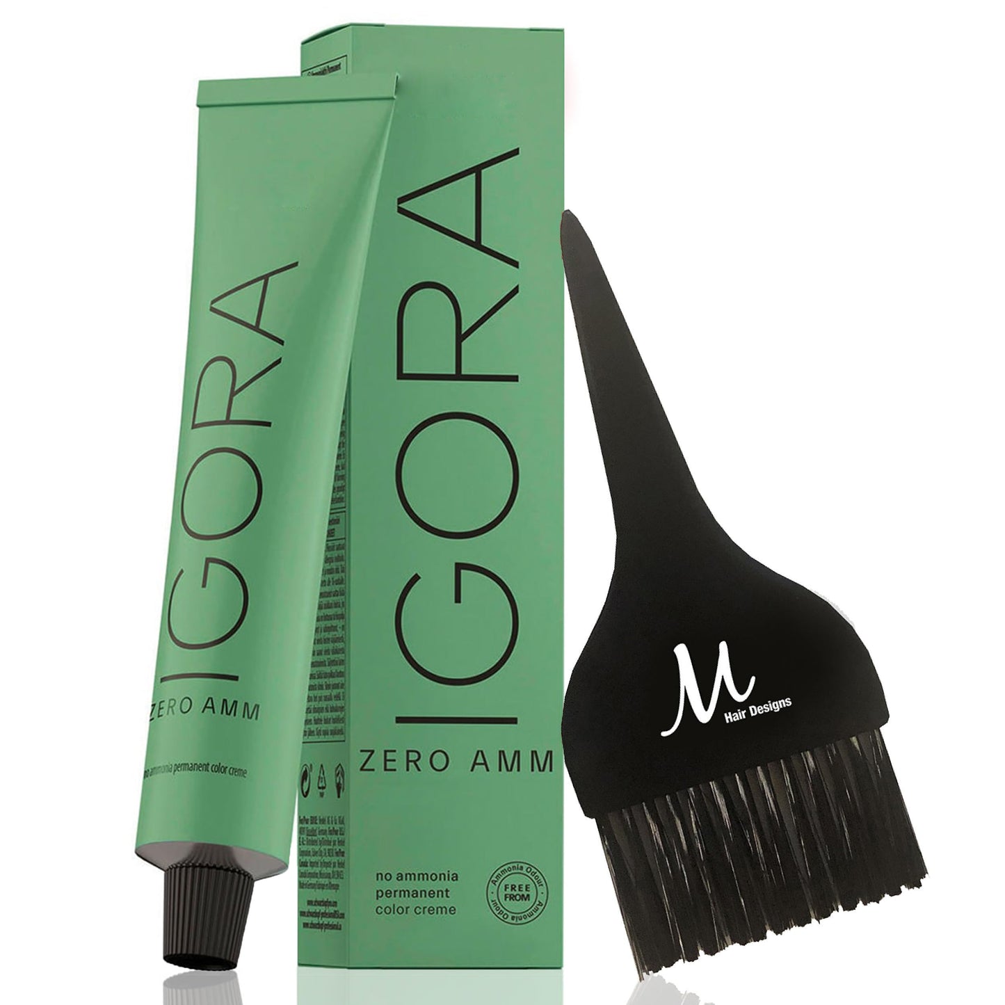 Igora Zero AMM Hair Color 7-00 Medium Blonde Natural Extra | Igora Royal Zero Ammonia Permanent Color Creme 2.1 oz and M Hair Designs Tint Brush