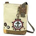 CHALA Patch Cross-Body Women Handbag, Sand Color Canvas Messenger Bag - Anchor - Sand