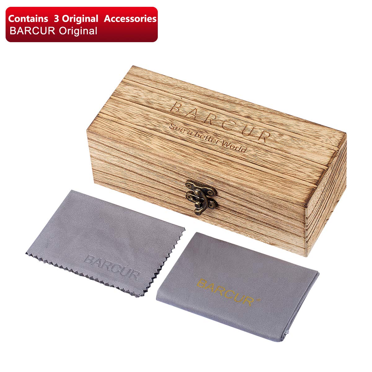 Barcur Wood Sunglasses for Men Women Polarized, uv Protection Black Walnut/Zebra Wooden Arms Frame Shades with Case(Walnut Black Grey)