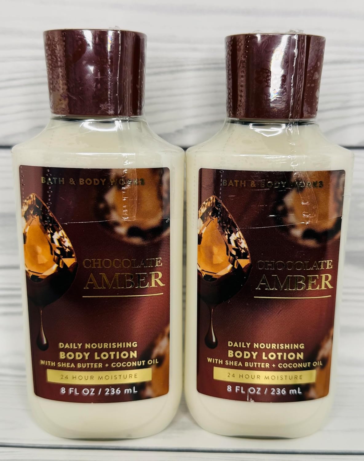Bath & Body Works Chocolate Amber Body Lotion 8 Ounces Each Pack of 2