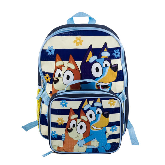 Fast Forward Bluey Backpack And Detachable Lunchbox - 15" - Bandit and Chilli - Adjustable Straps