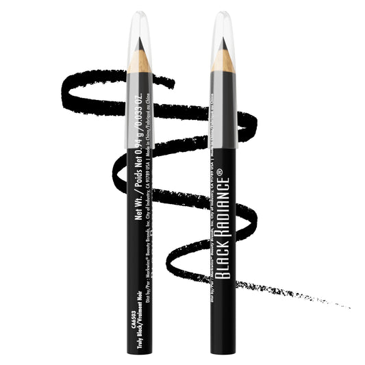 Black Radiance Twin Pack Eyeliner Pencil, Creamy Dual-Purpose Formula for Eyes & Brows, Intense Black Pigments, Long-Lasting Definition - Truly Black