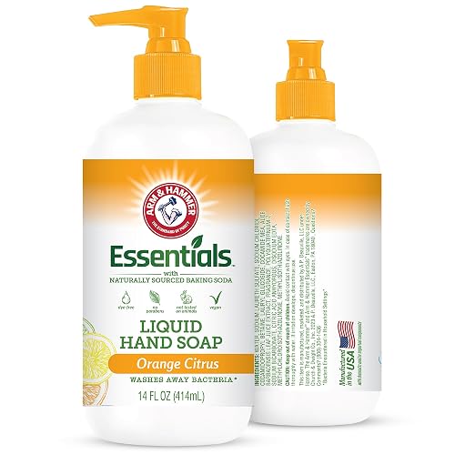 Arm & Hammer Liquid Hand Soap for Skin Cleaning - Cleanser for Kitchen & Bathroom with Orange Citrus Scent - Natural Hand Soap Cleanses, Softens 14 FL