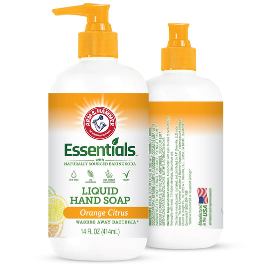 Arm & Hammer Liquid Hand Soap for Skin Cleaning - Cleanser for Kitchen & Bathroom with Orange Citrus Scent - Natural Hand Soap Cleanses, Softens 14 FL
