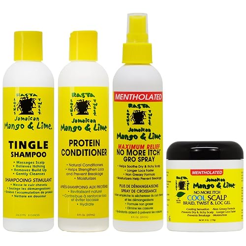 Cooling Scalp Care Set of 4 (Shampoo, Conditioner, Maximum Relief Spray 8 oz, Cool Scalp Braid and Twist & Loc Gel)
