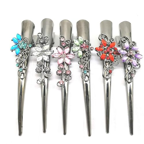 Set of 6 Metal Alligator Sectioning Clips for Women and girl- Pretty Strong Clamp Hairpins Non-Slip Hair Grips