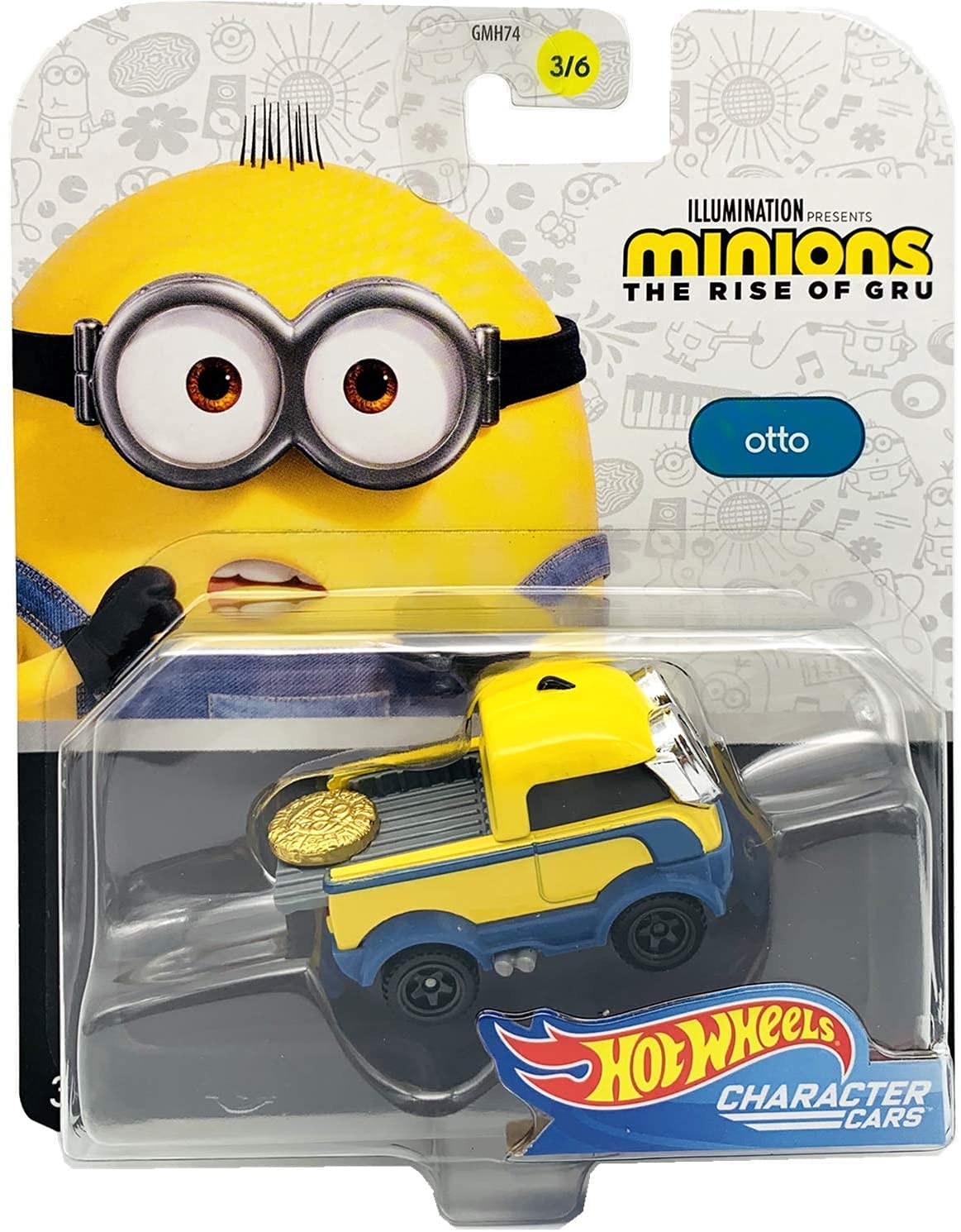 HW Character Cars Hot Wheels Character Cars Minions The Rise of Gru - Complete Set of All 6 1:64 Scale Diecast Vehicles