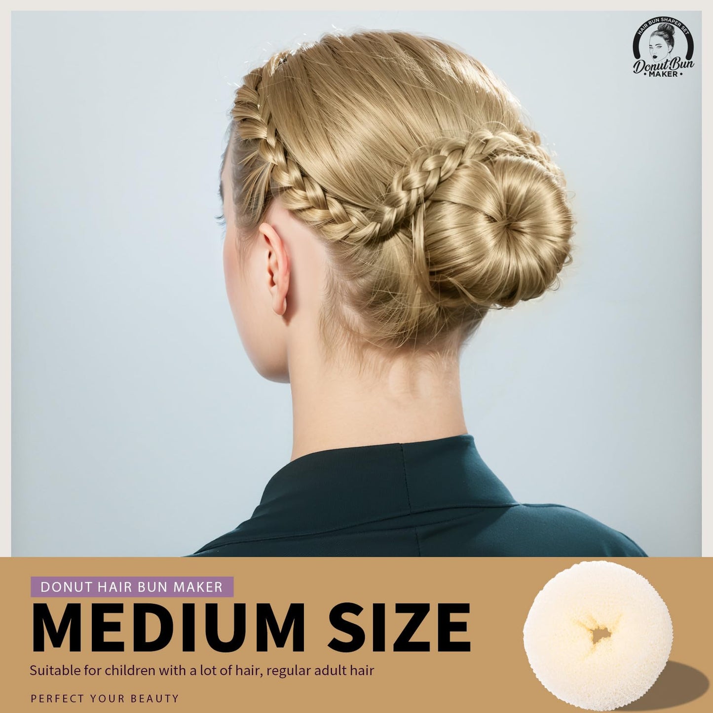 Teenitor 4pcs Hair Bun Shaper Set with Extra-large, Large, Medium, Small Donut Hair Bun Maker, 20pcs Bobby Pins, Cream Color Beauty and Personal Care Teenitor