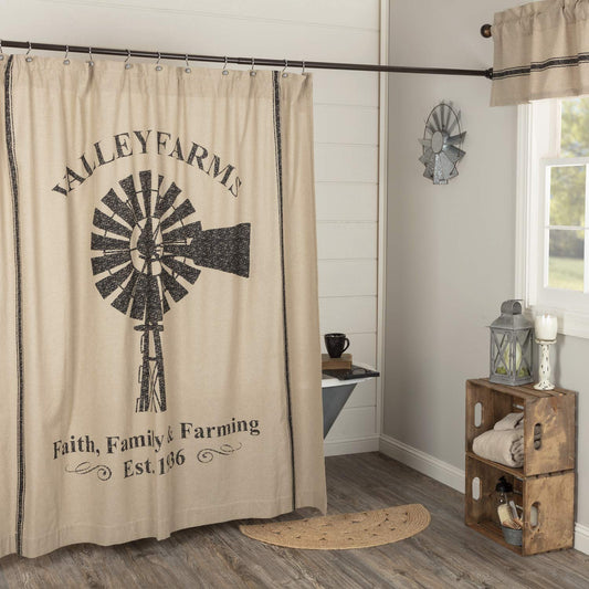 Pine Valley Quilts Valley Farms Windmill Shower Curtain 72 x 72 Faith, Family & Farming
