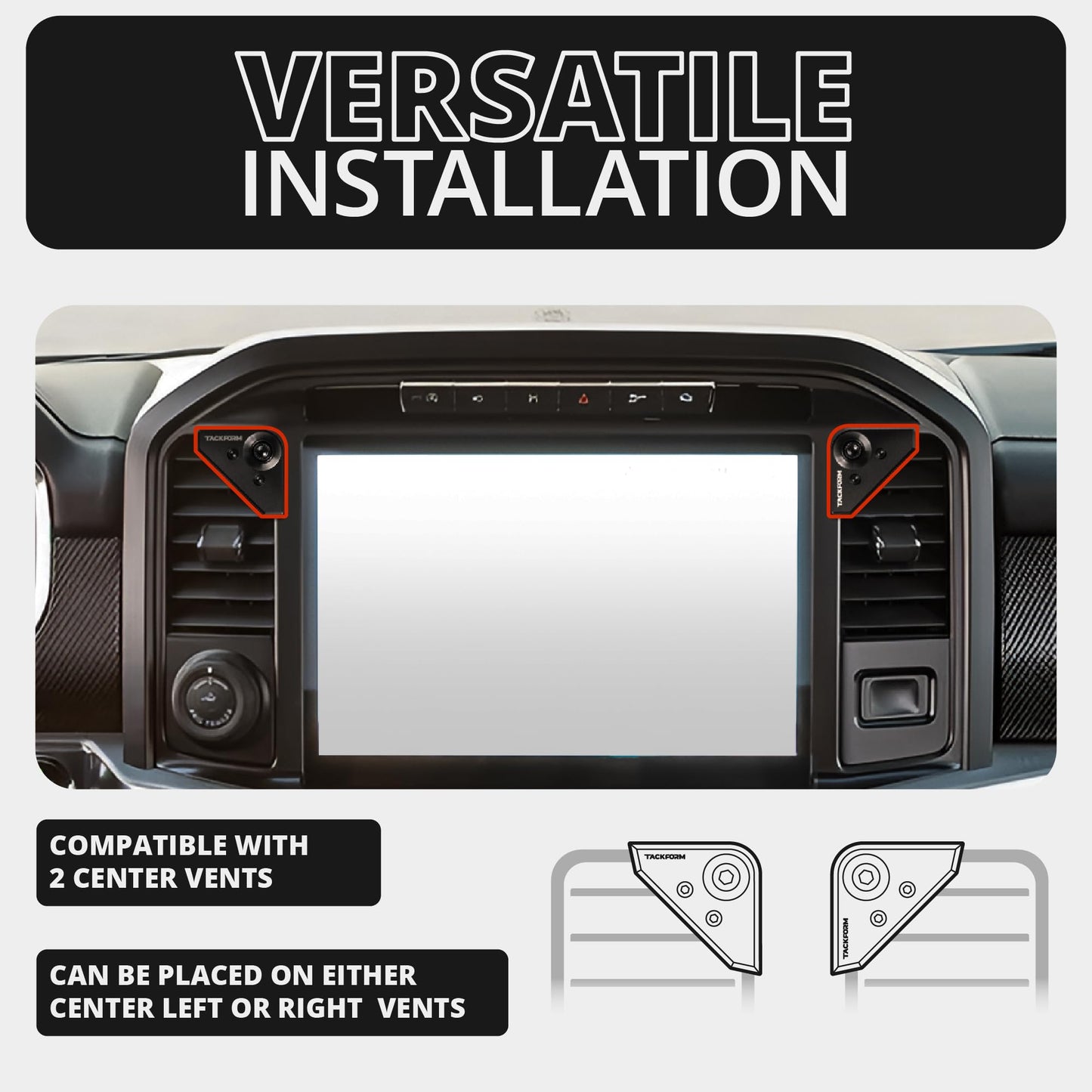 Tackform Link Vent Mount Magnetic Phone Holder - Compatible with '21-'25 Ford F150 & Raptor, '23-'25 Ford Super Duty | Aluminum Base | Short Reach…