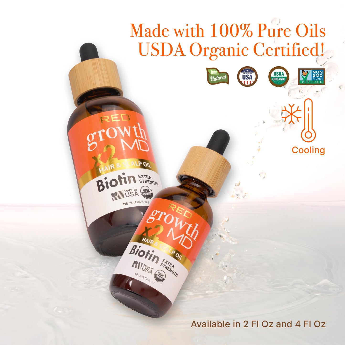 Red By Kiss Growth MD Strengthening Hair Oil with Biotin Rosemary for Hair Growth & Thinning, Cooling Scalp Treatment, Strengthens & Thickens Hair