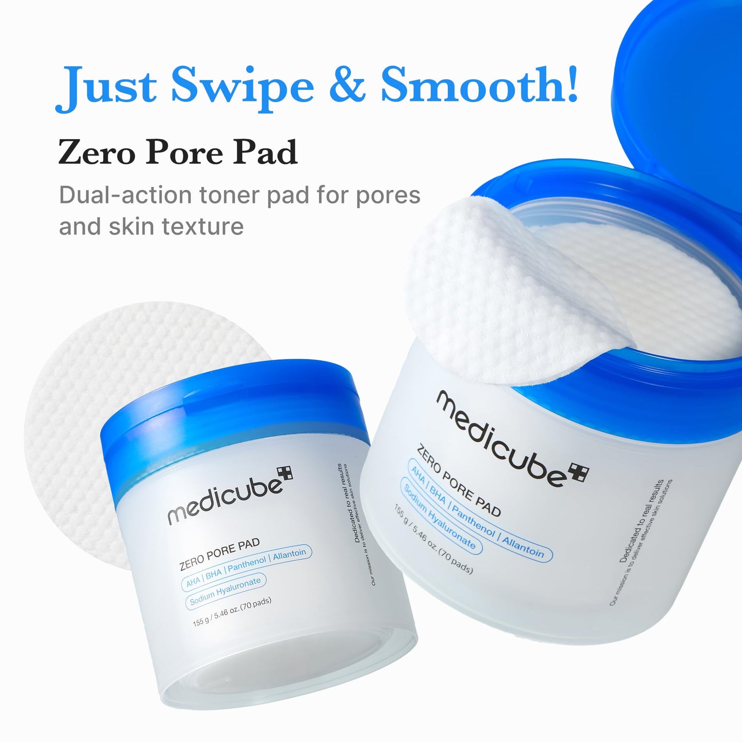 medicube Toner Pads Zero Pore Pad 2.0 | Dual-Textured Facial Pad for Exfoliation and Pore Care with 4.5% AHA Lactic Acid, 0.45% BHA Salicylic Acid | Beauty and Personal Care medicube