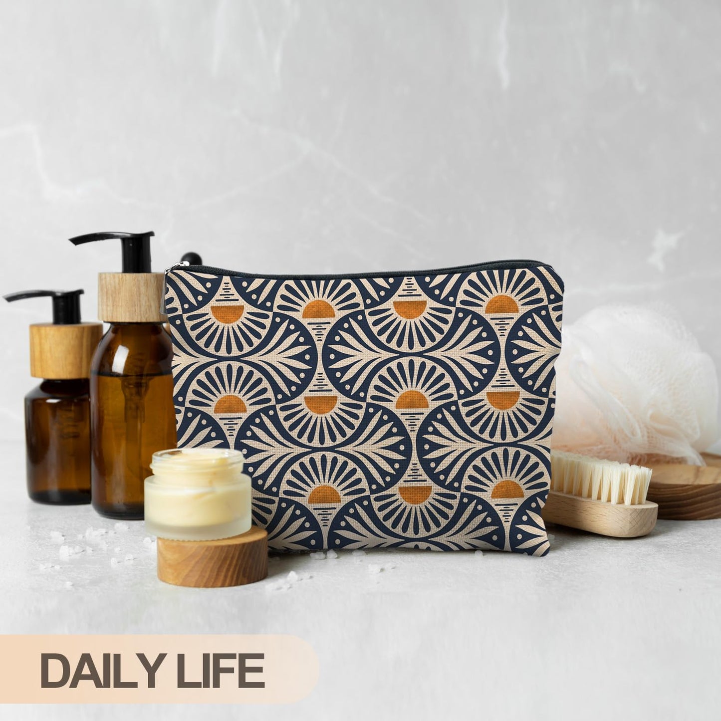RYYCDOI Boho Makeup Bag Gifts for Women, Sunset Leaf Aesthetic Makeup Pouch Beauty and Personal Care RYYCDOI