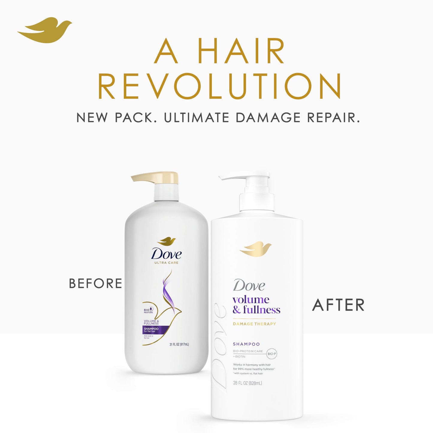 Dove Shampoo Volume & Fullness for Fine, Thin Hair with Bio-Protein Care Technology and Biotin 28 Fl Oz (Pack of 4) Beauty and Personal Care Dove