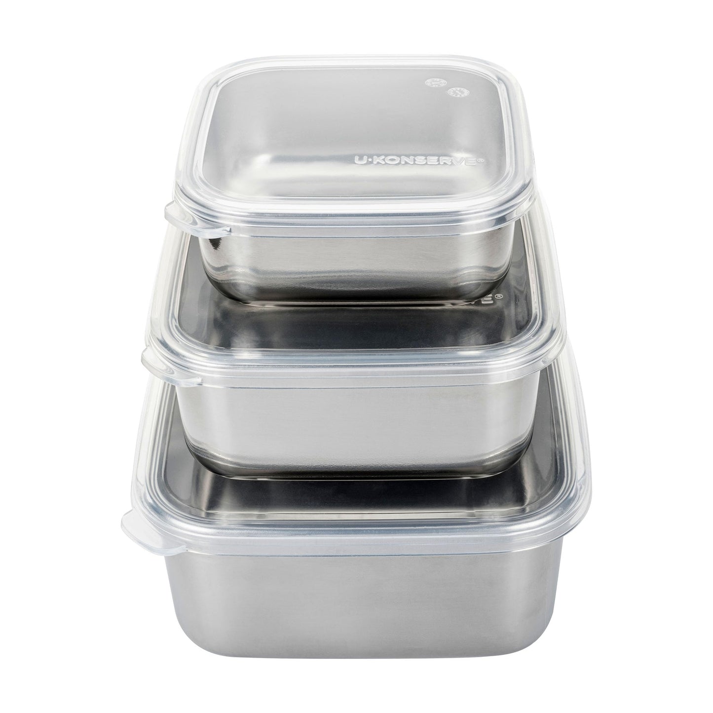 U Konserve Stainless Steel Nested Trio Food Storage Container Bento Box, Set of 3 (15, 30, & 50 oz), Leak Resistant, Silicone Lid, Dishwasher Safe…