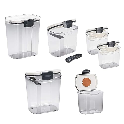 ProKeeper 6-Piece Airtight Food Storage Containers for Baking Essentials - White & Clear, Plastic, BPA-Free