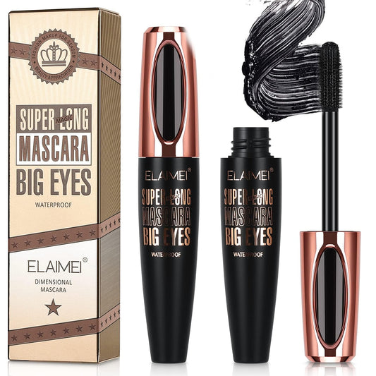2 Pack Mascara Black Volume and Length, Natural Waterproof Smudge-Proof 4D Silk Fiber Lash Mascara Long-Lasting, Adds Length, Depth & Glamour