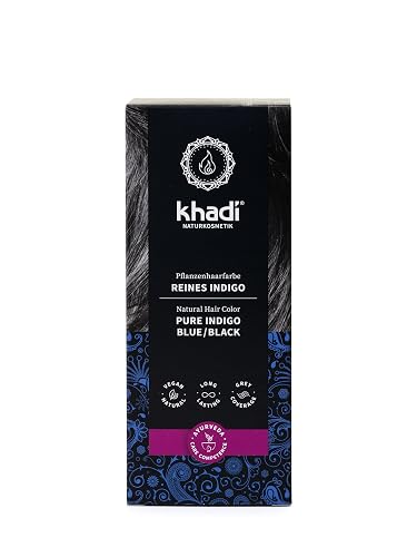 khadi BLUE BLACK Natural Hair Color - Let your hair shine in a mysteriously deep blue-black hue - 100% herbal & natural - 3.5 oz