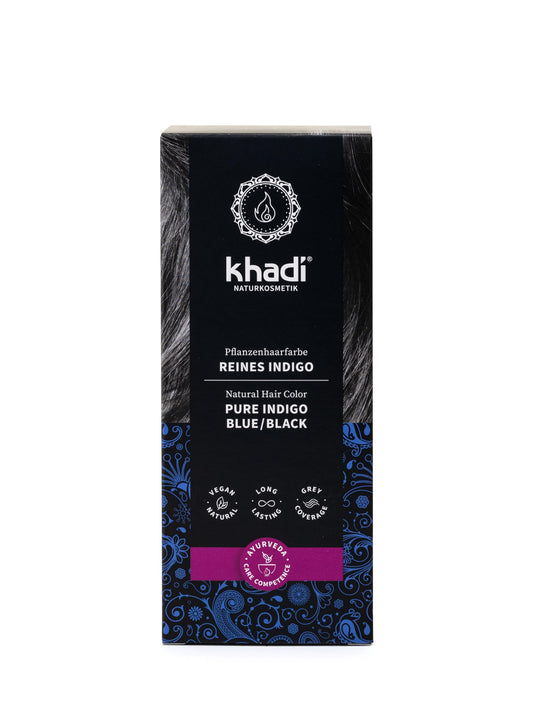 khadi BLUE BLACK Natural Hair Color - Let your hair shine in a mysteriously deep blue-black hue - 100% herbal & natural - 3.5 oz