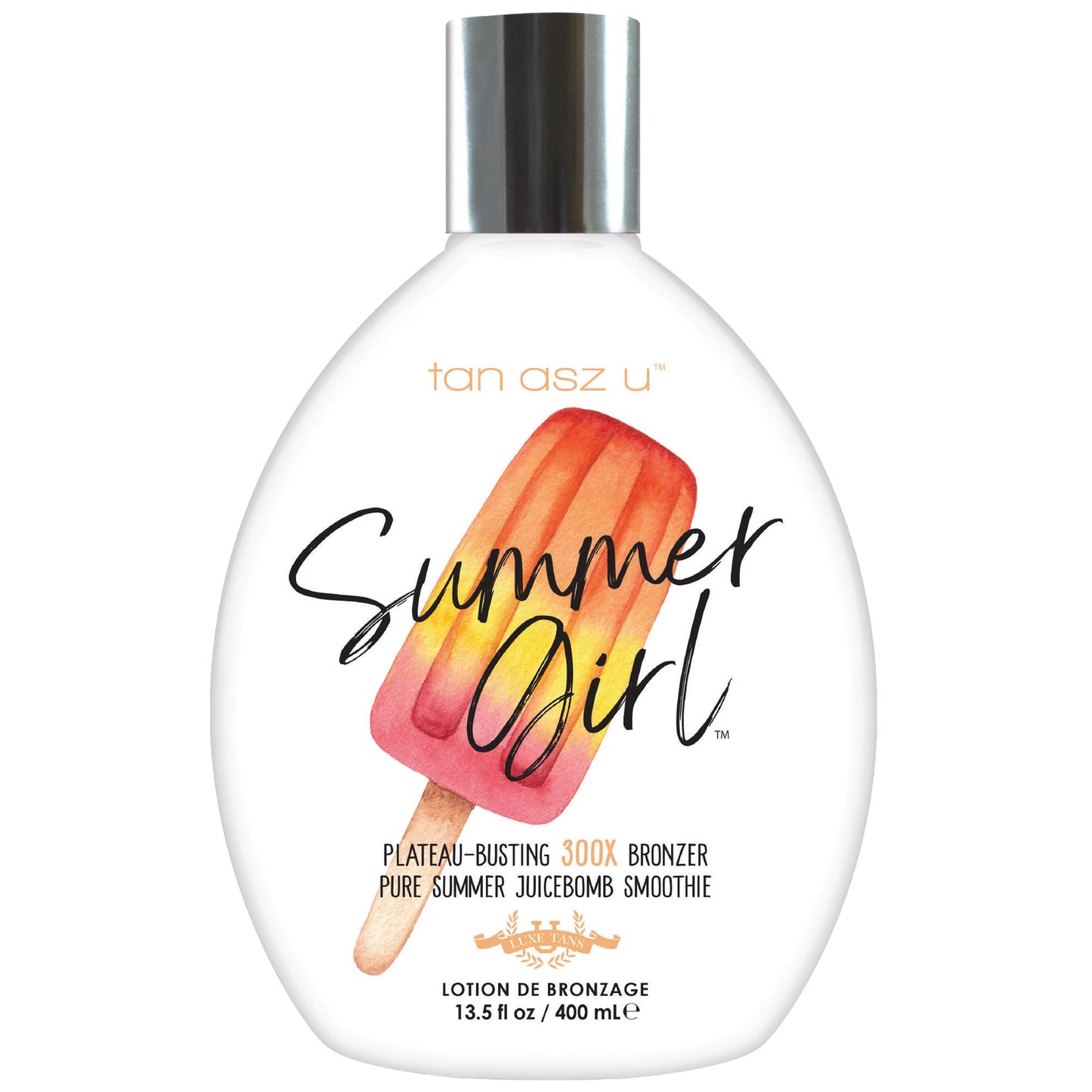 Tan Asz U Summer Girl Tanning Lotion, Plateau-Busting 300X Bronzer, Pure Summer Juicebomb Smoothie Tanning Lotion with Carrot Oil, Hyaluronic Acid