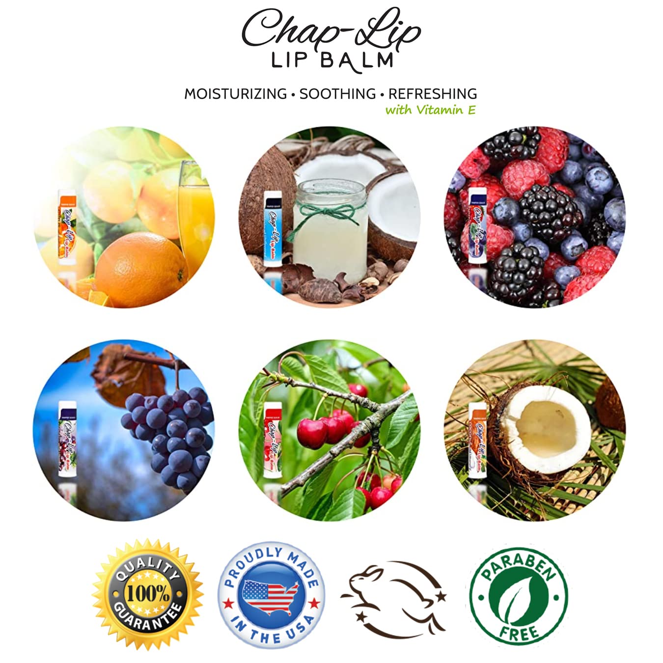 Chap-Lip Lip Balm Vitamin E with Coconut Oil - Lip Moisturizer Treatment - Moisturizing, Soothing, & Refreshing, Total Hydration Treatment & Lip