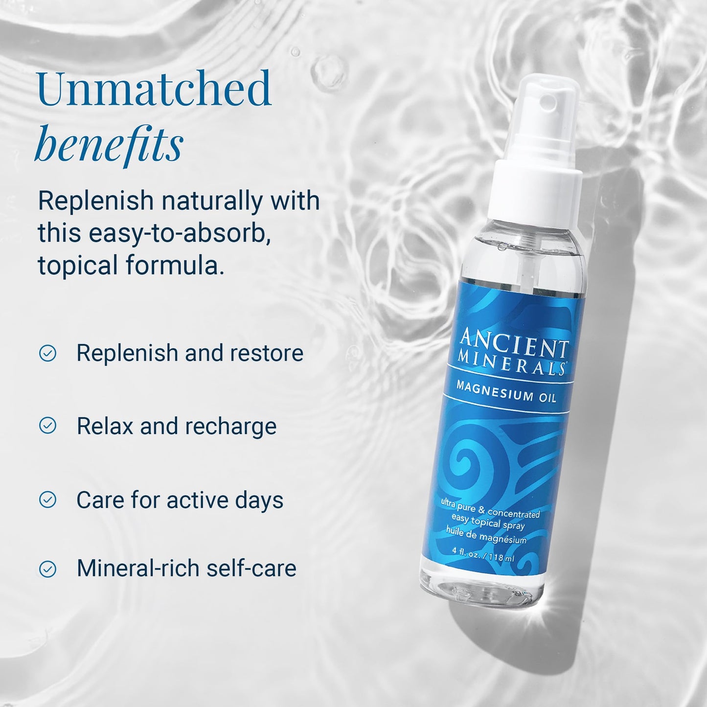 Ancient Minerals Magnesium Oil Spray Bottle of Pure Genuine Zechstein Magnesium Chloride - Topical for Skin Application (8oz) Beauty and Personal Care Ancient Minerals
