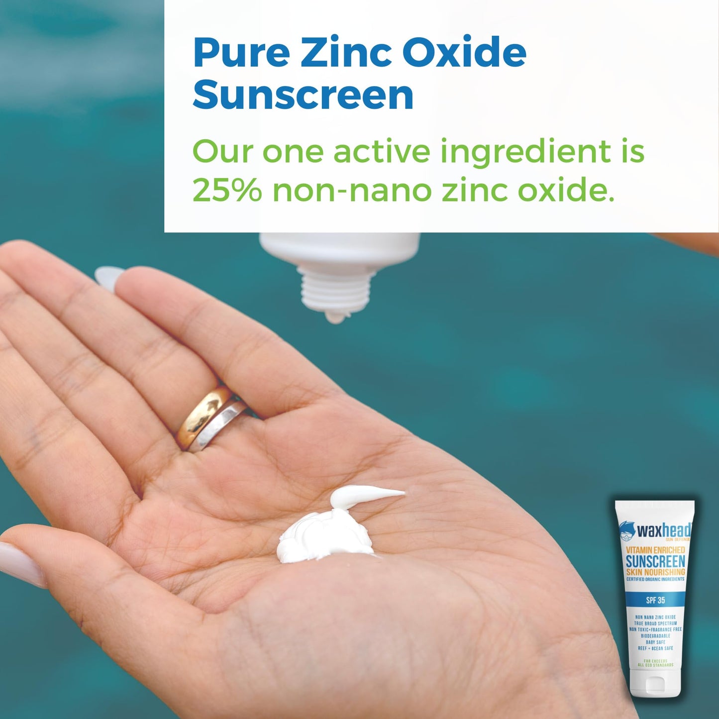 Waxhead Non-Nano Zinc Oxide Sunscreen, EWG Sunscreen with Zinc Oxide for Face & Body, Mineral Natural Non-Toxic Pure Sunblock, Biodegradable Cream