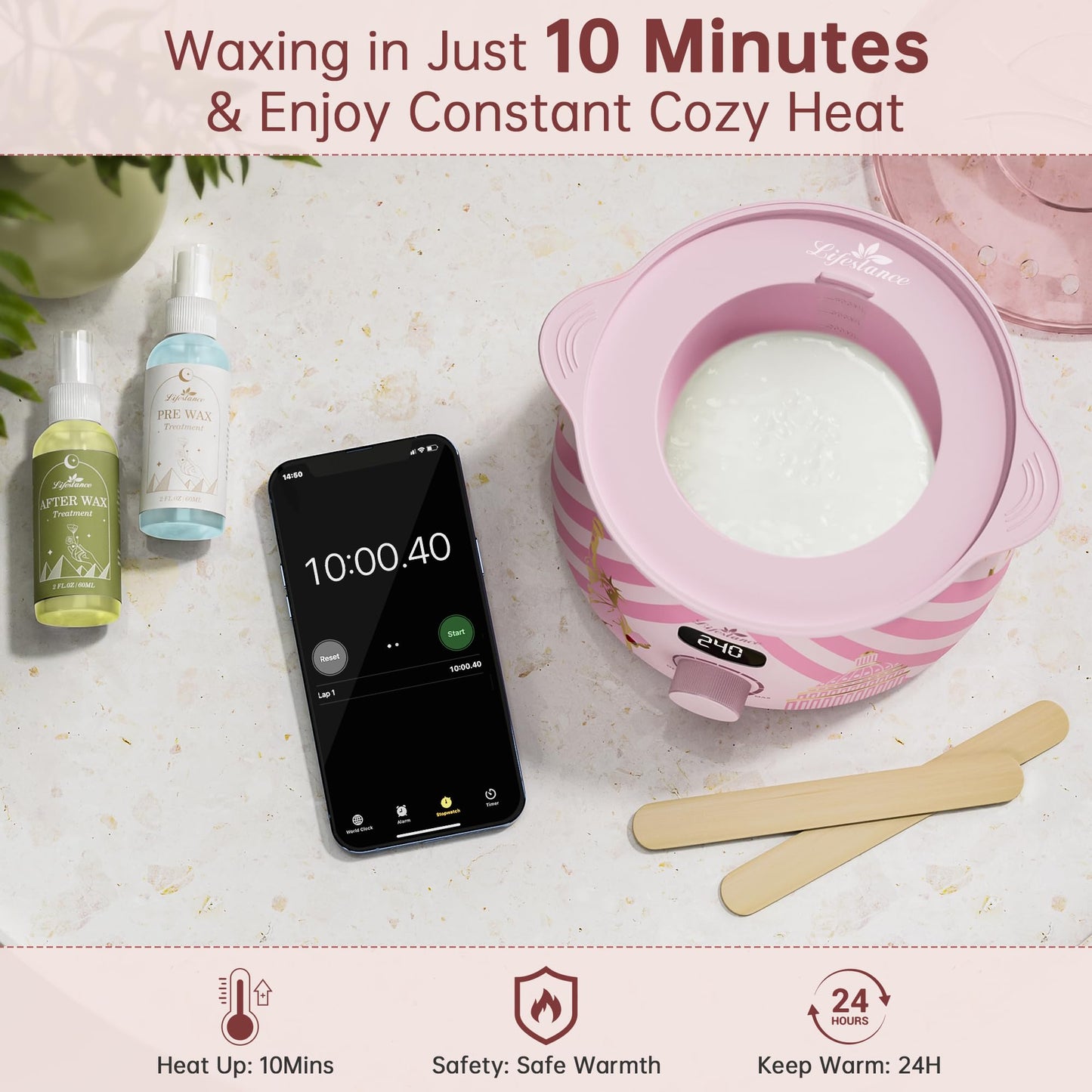 Lifestance Waxing Kit for Women & Men - L3 Liberty Bloom Digital Warmer, Silicone Wax Pot Liner, Hair Removal Kit with 14.1oz Hard Wax Beads & Oil Beauty and Personal Care Lifestance