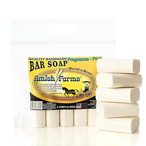 Amish Farms Fragrance-Free Bar Soap Bar w/All Natural Bentonite Clay | Made in USA, Vegan Moisturizing for Sensitive Skin | Women & Mens Face & Body
