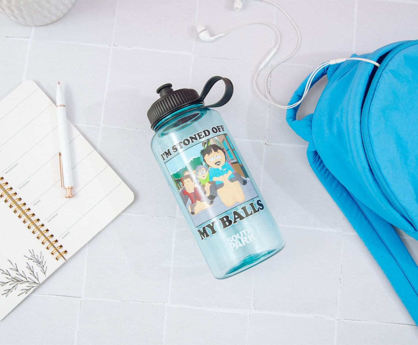 Silver Buffalo South Park Randy Marsh Plastic Water Bottle With Spill-Resistant Sports Cap Lid | Holds 34 Ounces