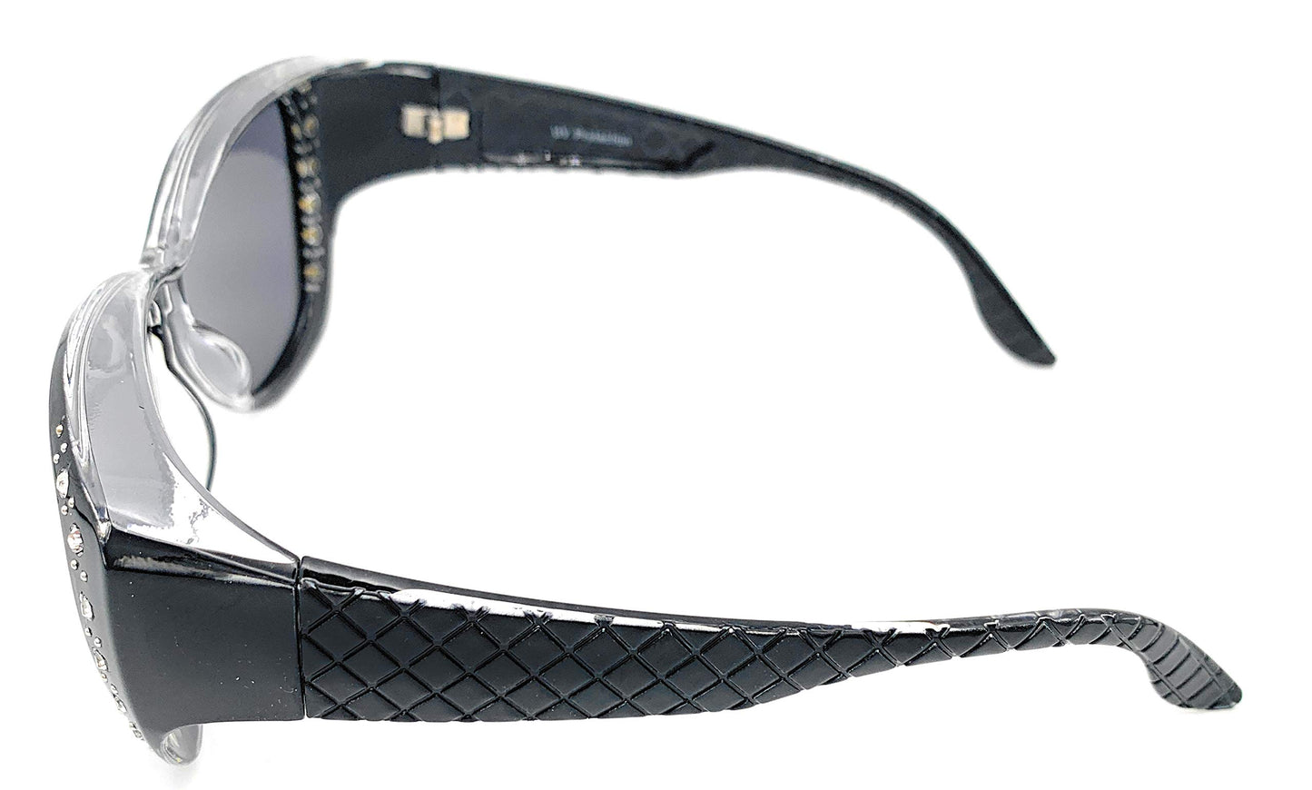 The Starlet Polarized 55 mm Fit Over OTG Butterfly Rhinestone Sunglasses, Black