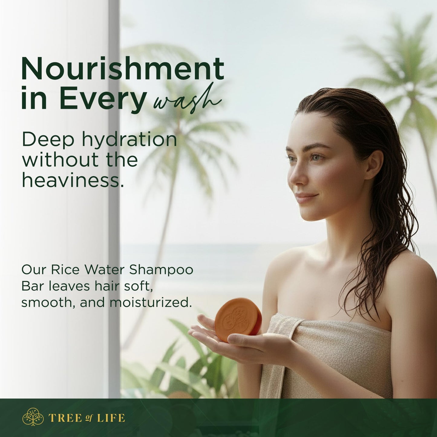 Tree of Life Rice Water Shampoo Bar - Sulfate Free Rice Protein Hair Care That Strengthens, Repairs, and Delivers Frizz Control with Silky Shine